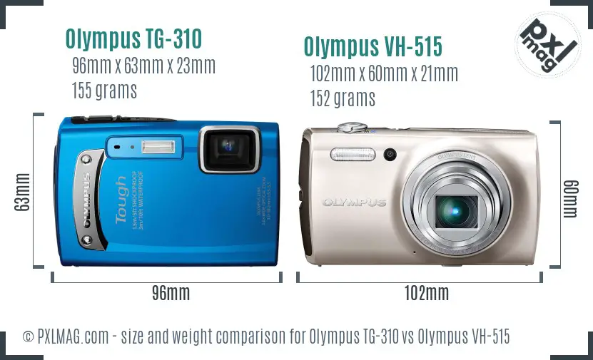 Olympus TG-310 vs Olympus VH-515 size comparison