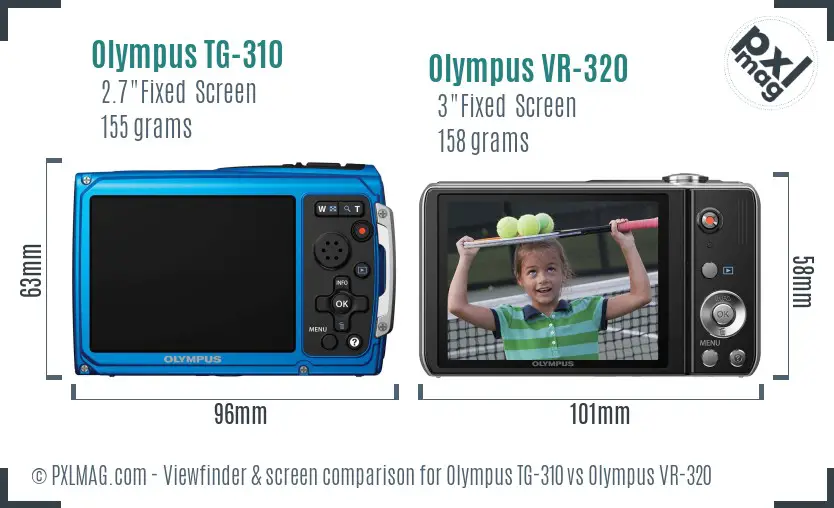Olympus TG-310 vs Olympus VR-320 Screen and Viewfinder comparison