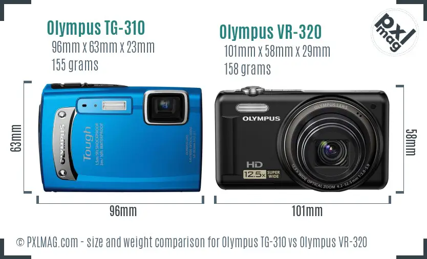 Olympus TG-310 vs Olympus VR-320 size comparison