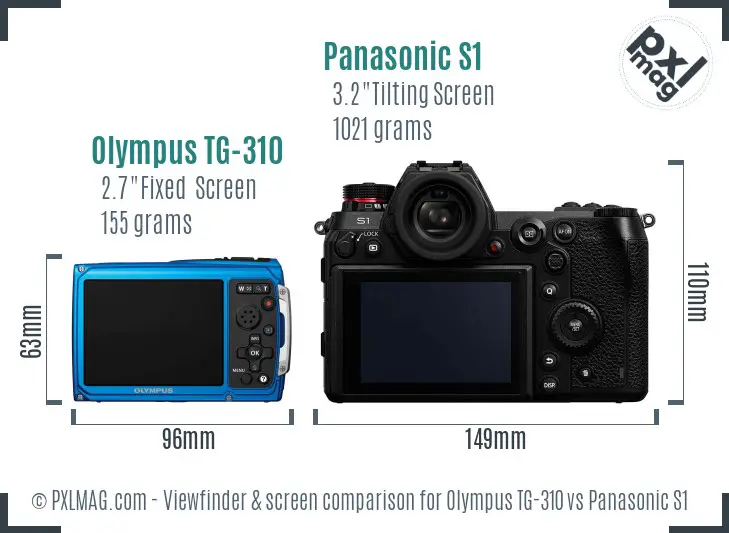 Olympus TG-310 vs Panasonic S1 Screen and Viewfinder comparison