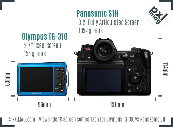 Olympus TG-310 vs Panasonic S1H Screen and Viewfinder comparison
