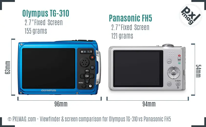 Olympus TG-310 vs Panasonic FH5 Screen and Viewfinder comparison