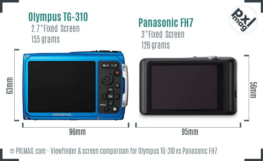 Olympus TG-310 vs Panasonic FH7 Screen and Viewfinder comparison