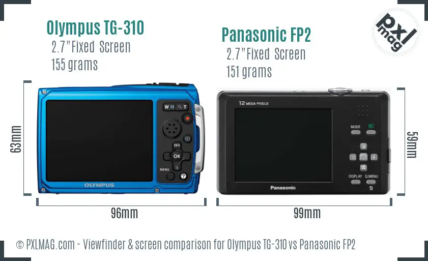 Olympus TG-310 vs Panasonic FP2 Screen and Viewfinder comparison