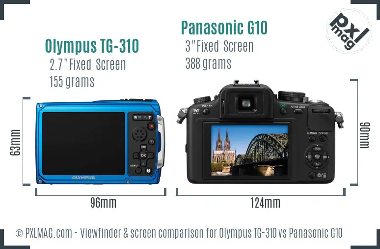 Olympus TG-310 vs Panasonic G10 Screen and Viewfinder comparison Olympus TG-310 vs Panasonic G10 Screen and Viewfinder comparison