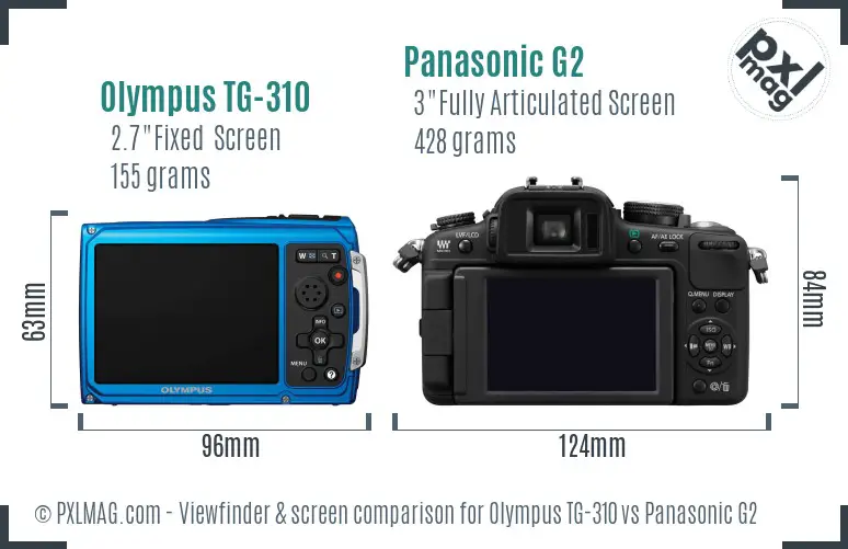 Olympus TG-310 vs Panasonic G2 Screen and Viewfinder comparison