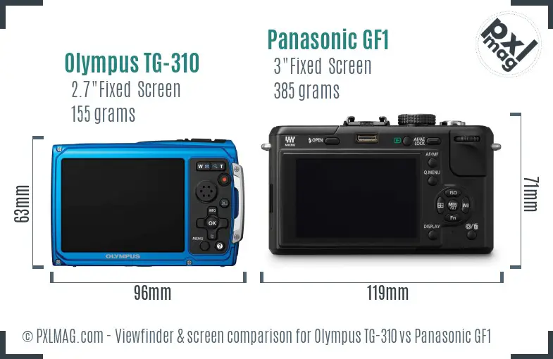 Olympus TG-310 vs Panasonic GF1 Screen and Viewfinder comparison