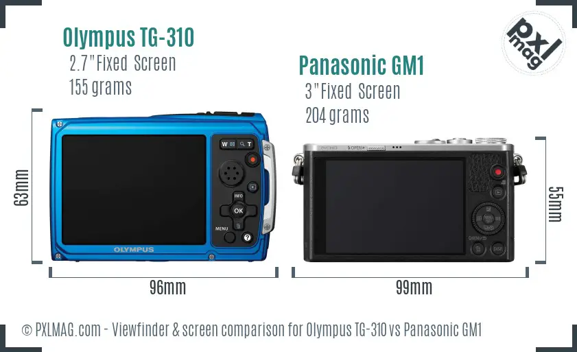 Olympus TG-310 vs Panasonic GM1 Screen and Viewfinder comparison Olympus TG-310 vs Panasonic GM1 Screen and Viewfinder comparison