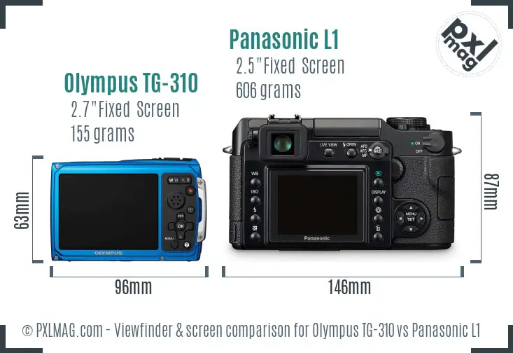 Olympus TG-310 vs Panasonic L1 Screen and Viewfinder comparison