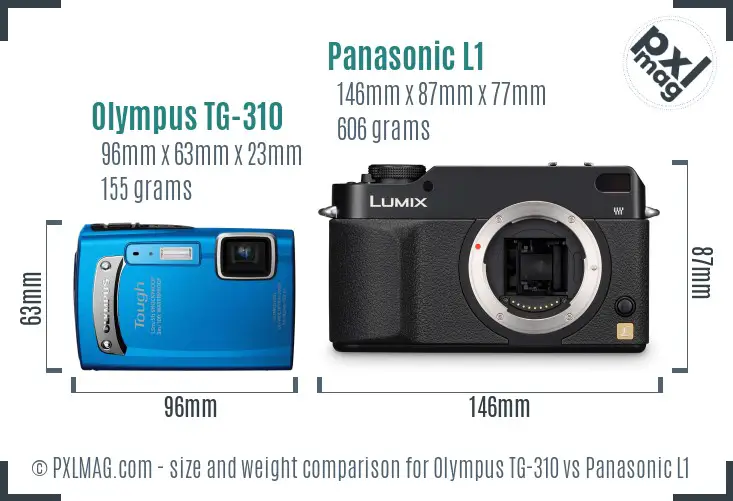 Olympus TG-310 vs Panasonic L1 size comparison