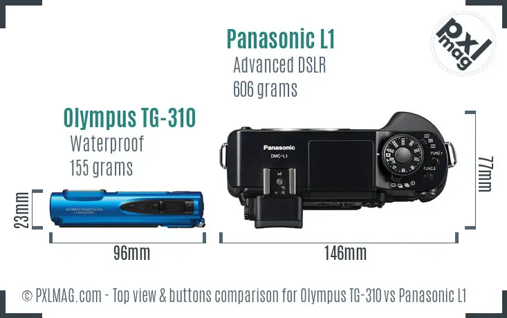 Olympus TG-310 vs Panasonic L1 top view buttons comparison