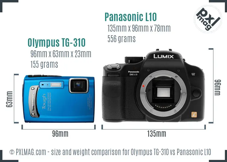 Olympus TG-310 vs Panasonic L10 size comparison