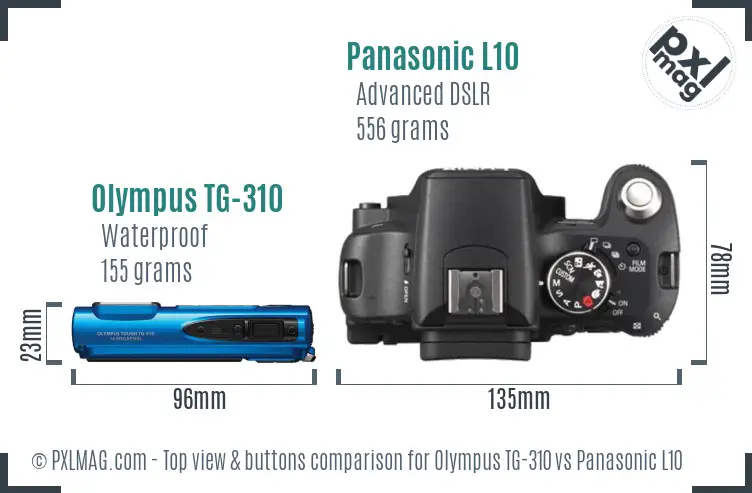 Olympus TG-310 vs Panasonic L10 top view buttons comparison