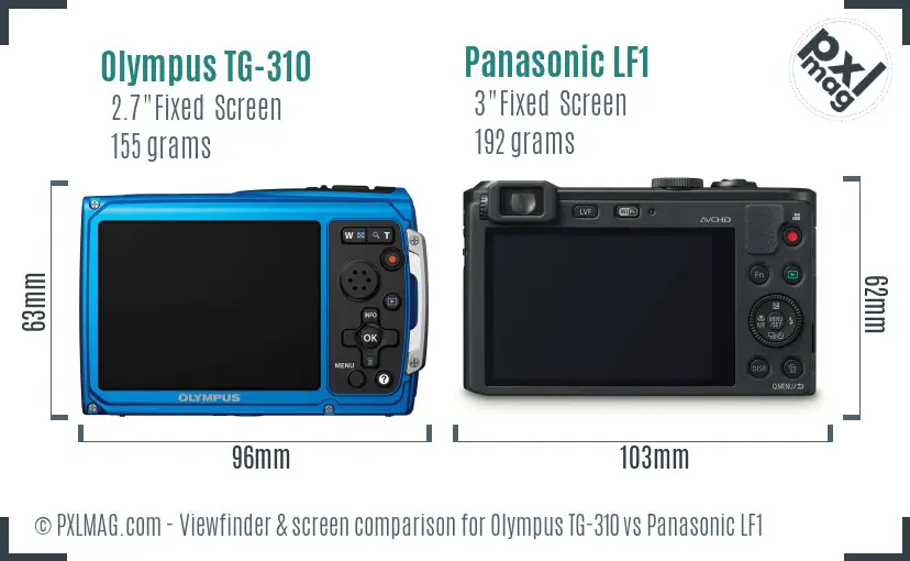 Olympus TG-310 vs Panasonic LF1 Screen and Viewfinder comparison