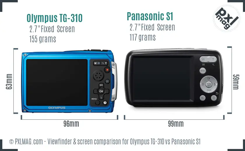 Olympus TG-310 vs Panasonic S1 Screen and Viewfinder comparison