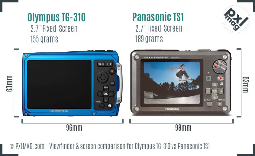 Olympus TG-310 vs Panasonic TS1 Screen and Viewfinder comparison