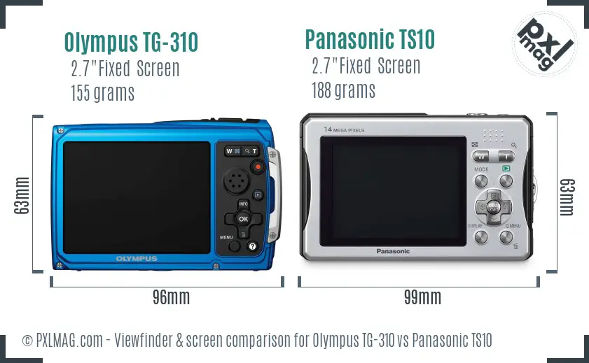Olympus TG-310 vs Panasonic TS10 Screen and Viewfinder comparison Olympus TG-310 vs Panasonic TS10 Screen and Viewfinder comparison