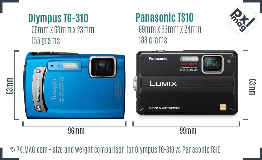 Olympus TG-310 vs Panasonic TS10 size comparison Olympus TG-310 vs Panasonic TS10 size comparison