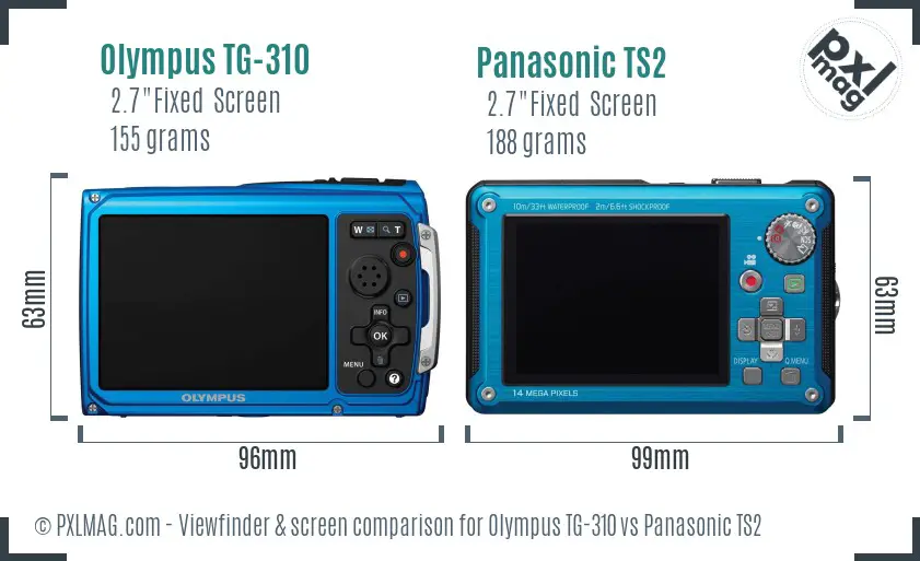 Olympus TG-310 vs Panasonic TS2 Screen and Viewfinder comparison