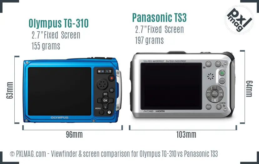 Olympus TG-310 vs Panasonic TS3 Screen and Viewfinder comparison Olympus TG-310 vs Panasonic TS3 Screen and Viewfinder comparison