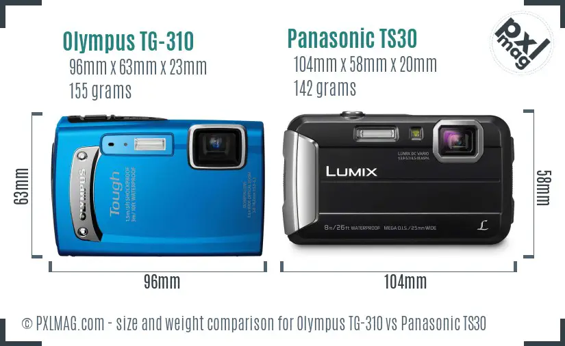 Olympus TG-310 vs Panasonic TS30 size comparison Olympus TG-310 vs Panasonic TS30 size comparison
