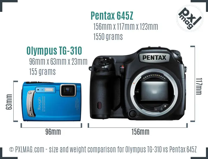 Olympus TG-310 vs Pentax 645Z size comparison