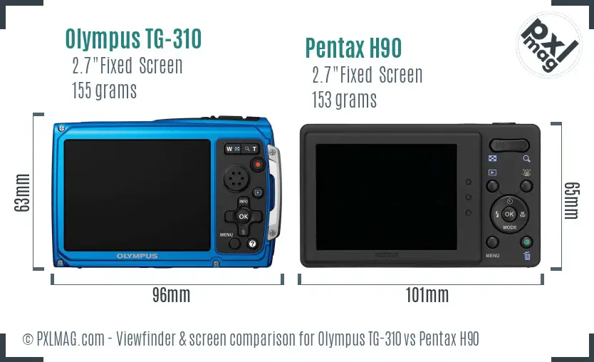 Olympus TG-310 vs Pentax H90 Screen and Viewfinder comparison