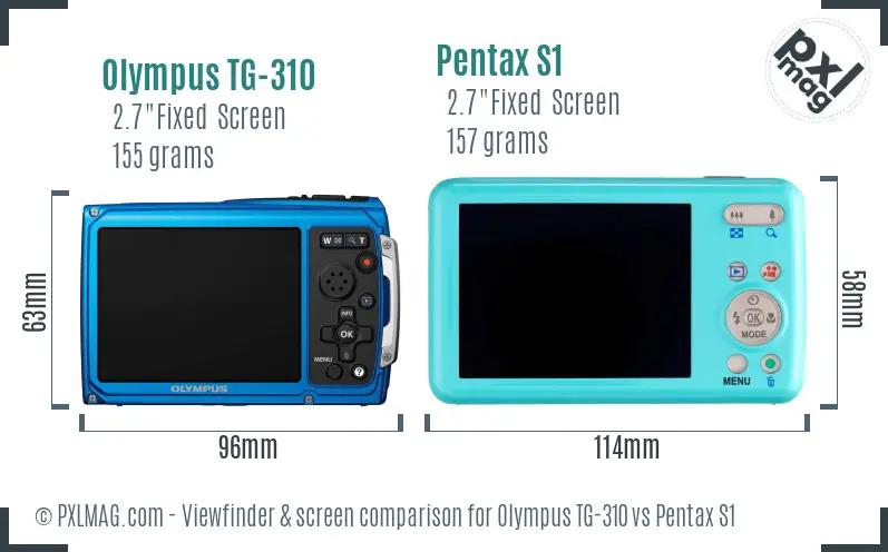 Olympus TG-310 vs Pentax S1 Screen and Viewfinder comparison