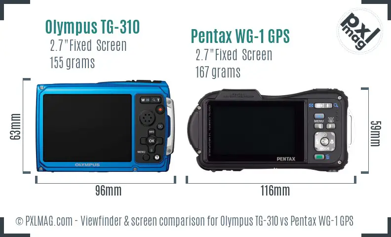 Olympus TG-310 vs Pentax WG-1 GPS Screen and Viewfinder comparison