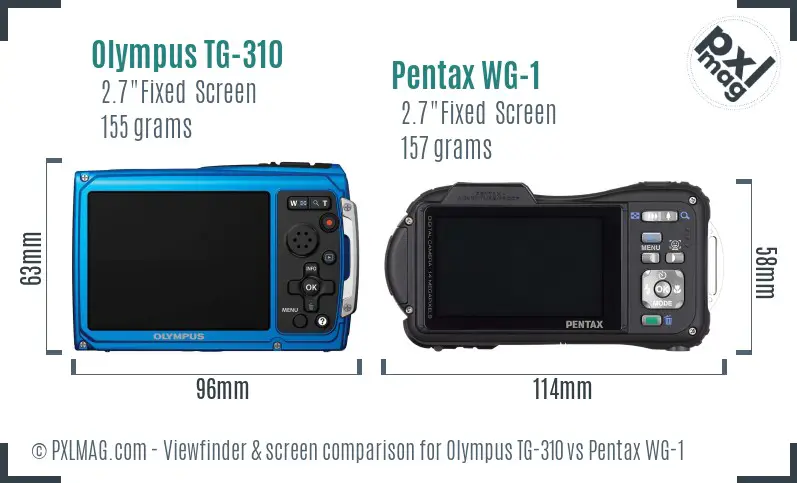 Olympus TG-310 vs Pentax WG-1 Screen and Viewfinder comparison