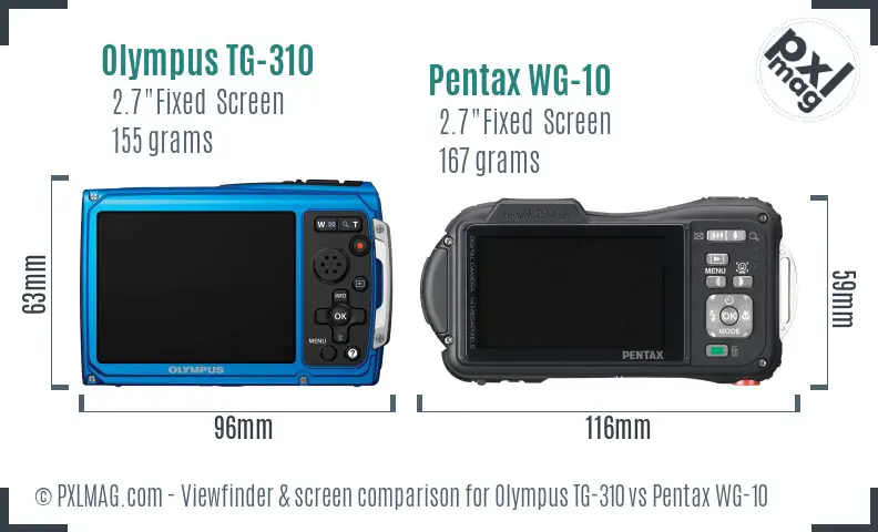 Olympus TG-310 vs Pentax WG-10 Screen and Viewfinder comparison