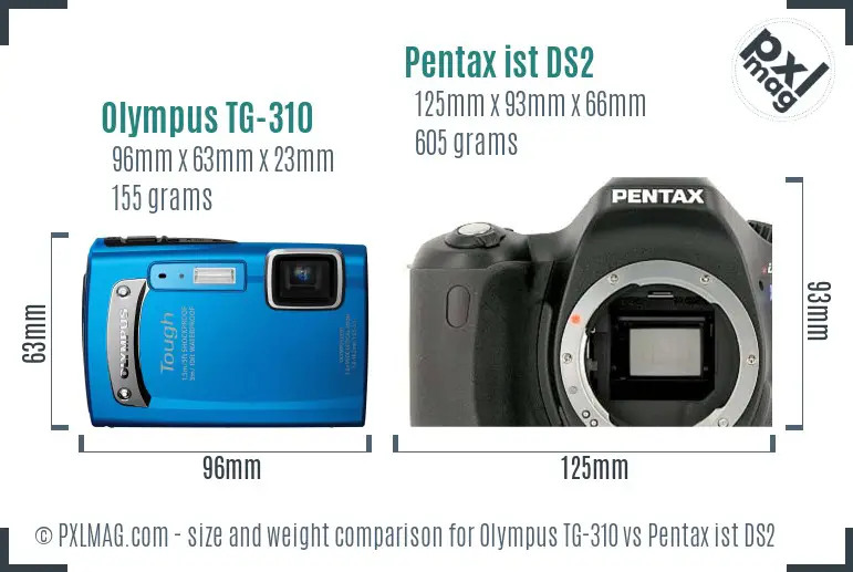 Olympus TG-310 vs Pentax ist DS2 size comparison