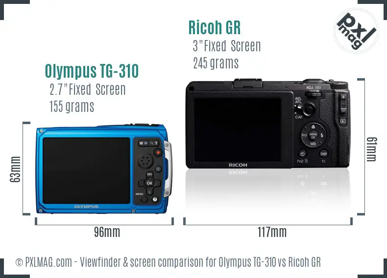 Olympus TG-310 vs Ricoh GR Screen and Viewfinder comparison Olympus TG-310 vs Ricoh GR Screen and Viewfinder comparison