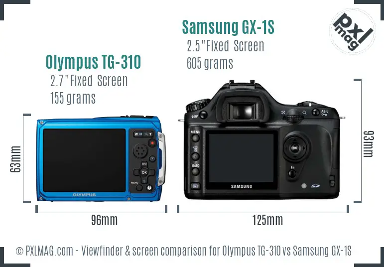 Olympus TG-310 vs Samsung GX-1S Screen and Viewfinder comparison