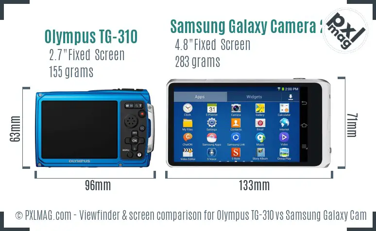 Olympus TG-310 vs Samsung Galaxy Camera 2 Screen and Viewfinder comparison