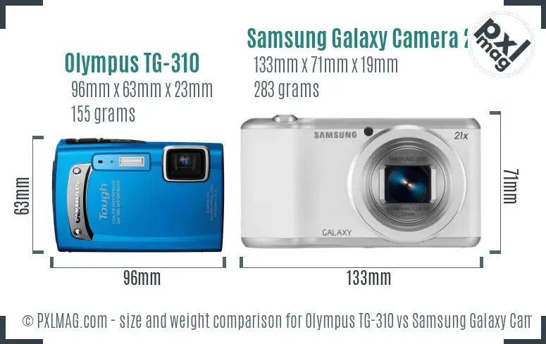 Olympus TG-310 vs Samsung Galaxy Camera 2 size comparison