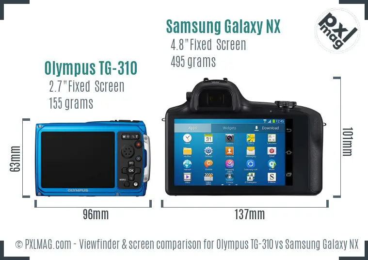 Olympus TG-310 vs Samsung Galaxy NX Screen and Viewfinder comparison