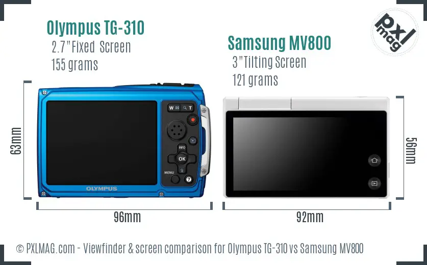 Olympus TG-310 vs Samsung MV800 Screen and Viewfinder comparison Olympus TG-310 vs Samsung MV800 Screen and Viewfinder comparison