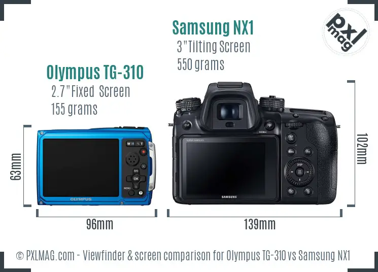 Olympus TG-310 vs Samsung NX1 Screen and Viewfinder comparison