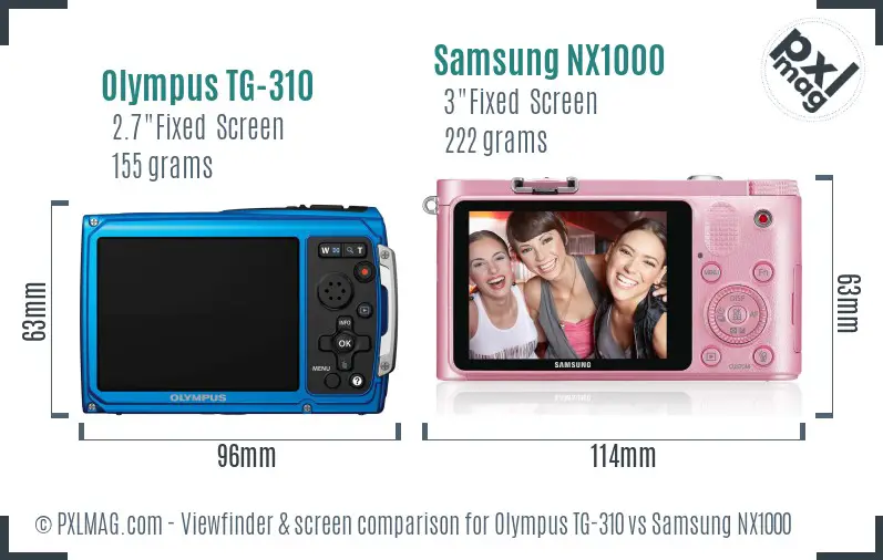 Olympus TG-310 vs Samsung NX1000 Screen and Viewfinder comparison