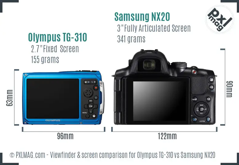 Olympus TG-310 vs Samsung NX20 Screen and Viewfinder comparison Olympus TG-310 vs Samsung NX20 Screen and Viewfinder comparison