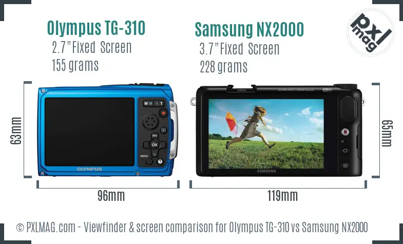 Olympus TG-310 vs Samsung NX2000 Screen and Viewfinder comparison