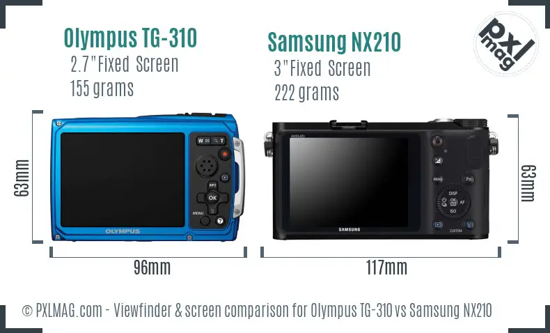 Olympus TG-310 vs Samsung NX210 Screen and Viewfinder comparison