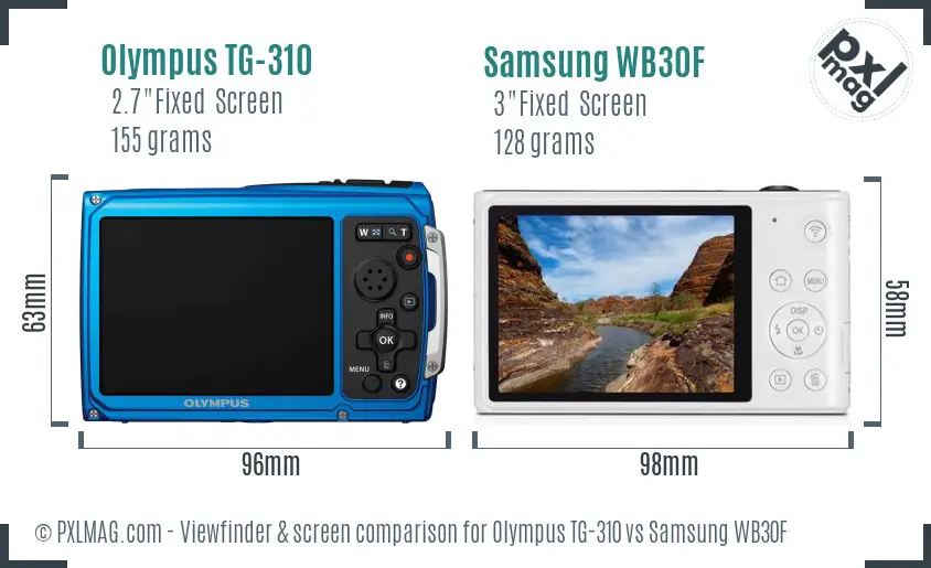 Olympus TG-310 vs Samsung WB30F Screen and Viewfinder comparison