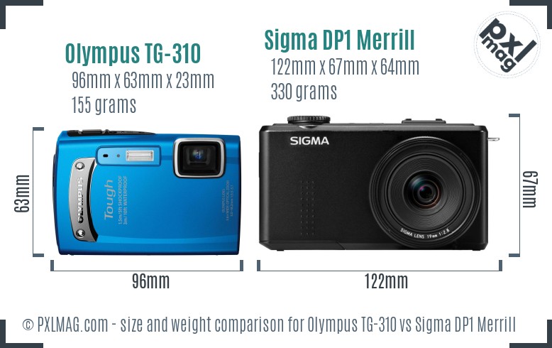 Olympus TG-310 vs Sigma DP1 Merrill size comparison Olympus TG-310 vs Sigma DP1 Merrill size comparison
