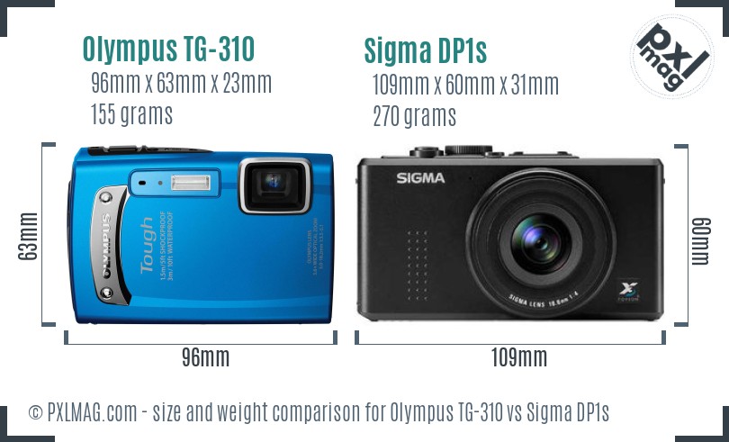 Olympus TG-310 vs Sigma DP1s size comparison Olympus TG-310 vs Sigma DP1s size comparison