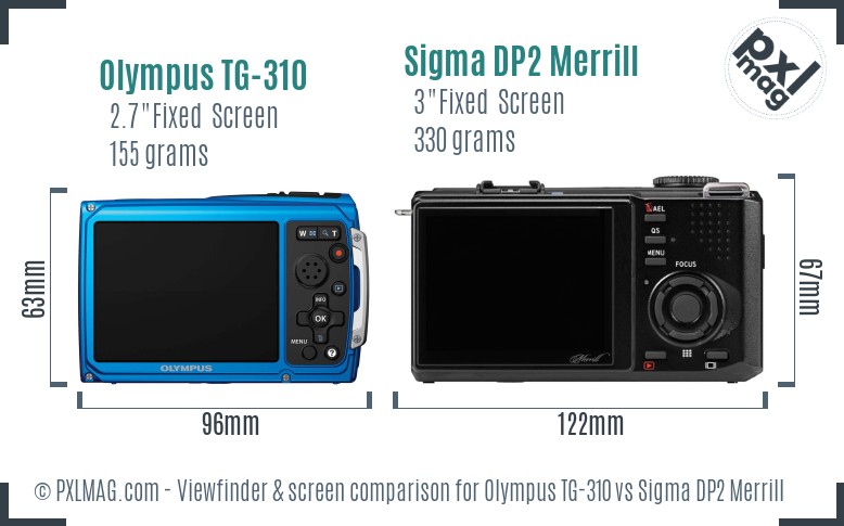 Olympus TG-310 vs Sigma DP2 Merrill Screen and Viewfinder comparison