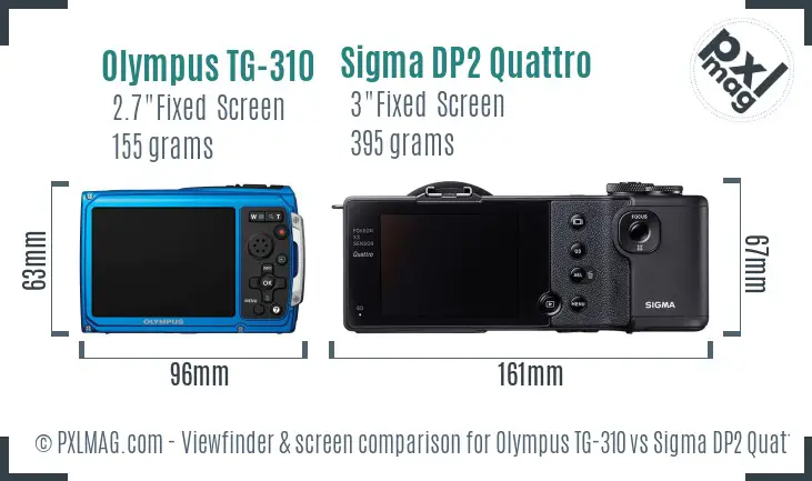 Olympus TG-310 vs Sigma DP2 Quattro Screen and Viewfinder comparison