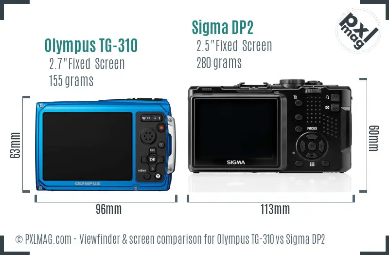 Olympus TG-310 vs Sigma DP2 Screen and Viewfinder comparison Olympus TG-310 vs Sigma DP2 Screen and Viewfinder comparison