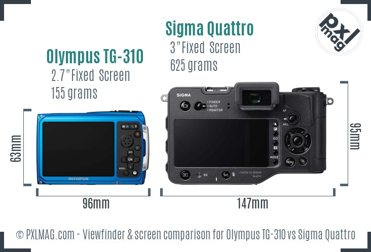Olympus TG-310 vs Sigma Quattro Screen and Viewfinder comparison